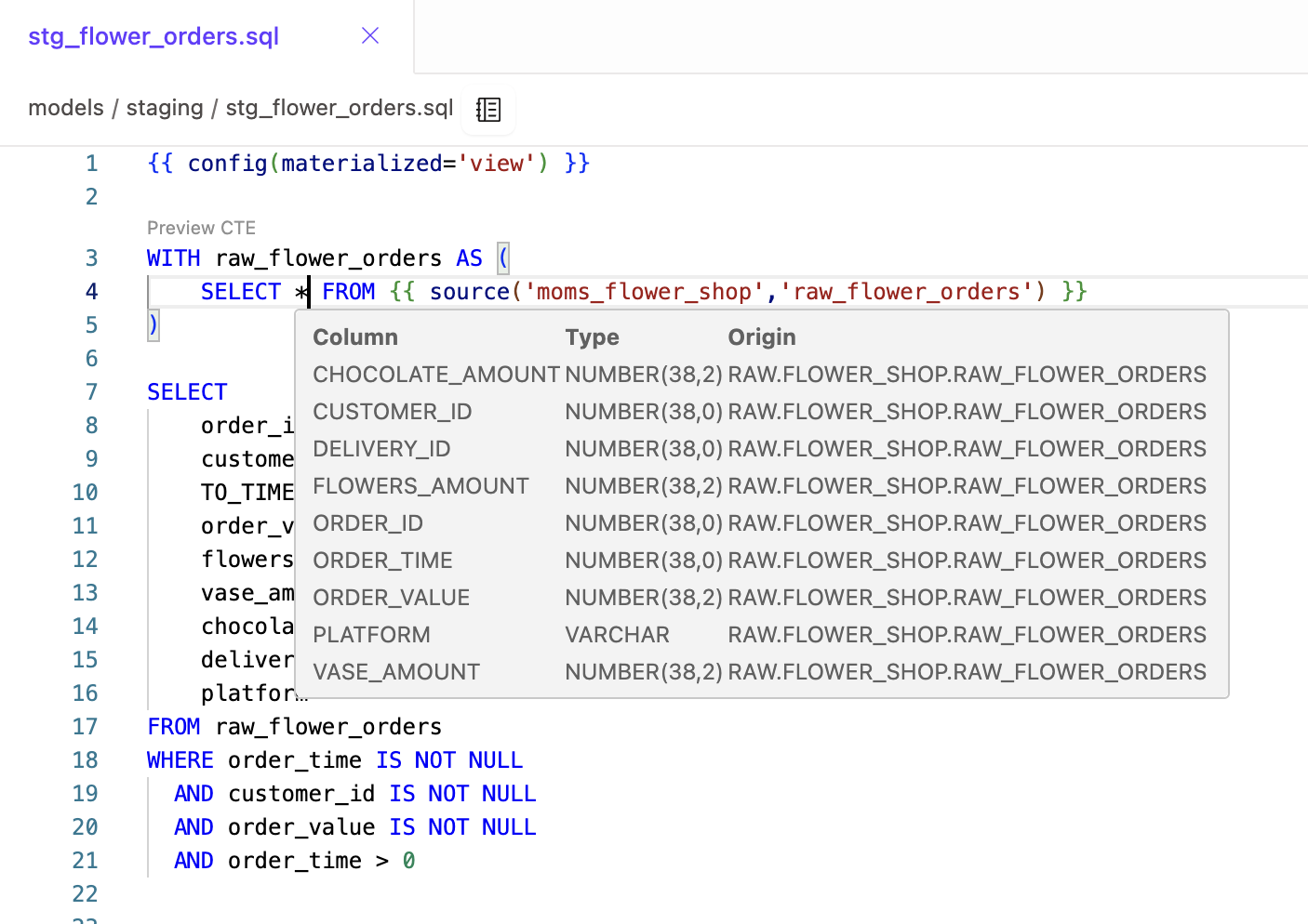 💡 Fusion provides live metadata and column insights as you code. 💡 Fusion provides live metadata and column insights as you code.